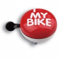 Звонок велосипедный Динг-Донг Green Cycle GCB-1058S I love my bike, диаметр 80mm, красный