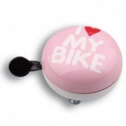 Звонок велосипедный Динг-Донг Green Cycle GCB-1058S I love my bike, диаметр 80mm, розовый