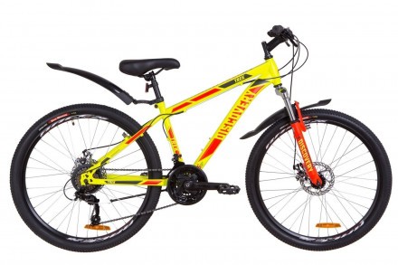Велосипед 26&quot; Discovery TREK AM 14G DD рама-13&quot; St желтый (м) с крылом Pl 2019