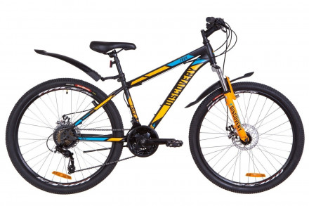 Велосипед 26&quot; Discovery TREK AM 14G DD рама-13&quot; St малахитовый с желтым (м) с крылом Pl 2019