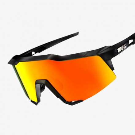 Велосипедные очки Ride 100% Speedcraft - Soft Tact Black - HiPER Red Multilayer Mirror Lens