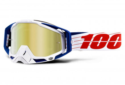 Мото очки 100% RACECRAFT Goggle Bibal/White - Mirror Gold Lens