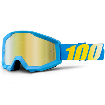 Мото очки 100% STRATA Goggle Cyan Blue - Mirror Gold Lens
