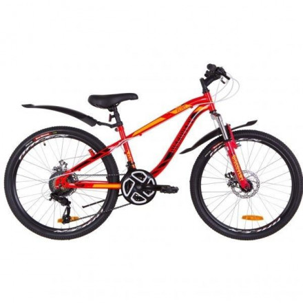 Велосипед 24&quot; Discovery FLINT AM 14G DD рама-13&quot; St красно-оранжевый с крылом Pl 2019