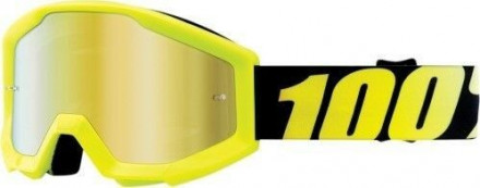 Детские мото очки 100% STRATA JR Goggle Neon Yellow - Mirror Gold Lens