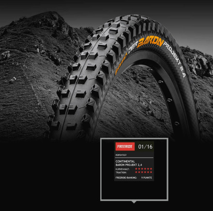 Покрышка Continental Der Baron 2.4 Projekt, 26&quot;x2.40, 60-559, Foldable, BlackChili, ProTection Apex, Skin, 900гр., черный
