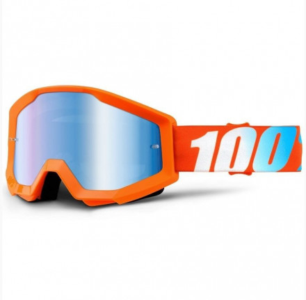 Мото очки 100% STRATA Goggle Orange - Mirror Blue Lens