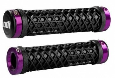 Грипсы ODI Vans® Lock-On Grips, Black w/ Purple Clamps, чёрные с фиолетовыми замками