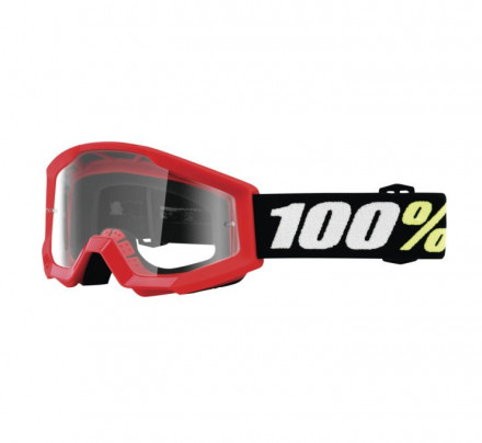 Детские мото очки 100% STRATA MINI Goggle Red - Clear Lens, Clear Lens
